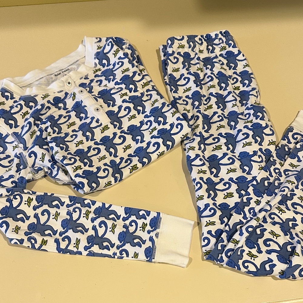 Roller Rabbit Blue and White Monkey Pajama Set